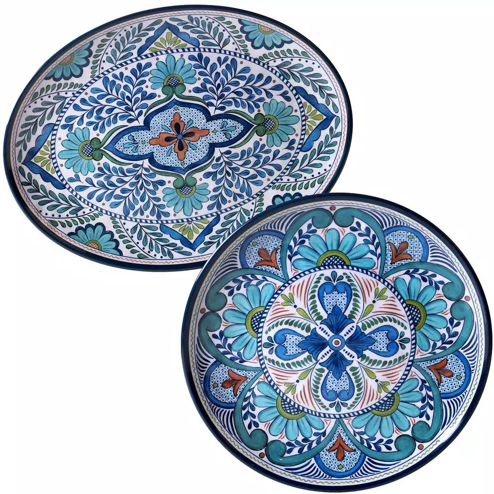 Certified International Talavera 2-Piece Blue Platter Set