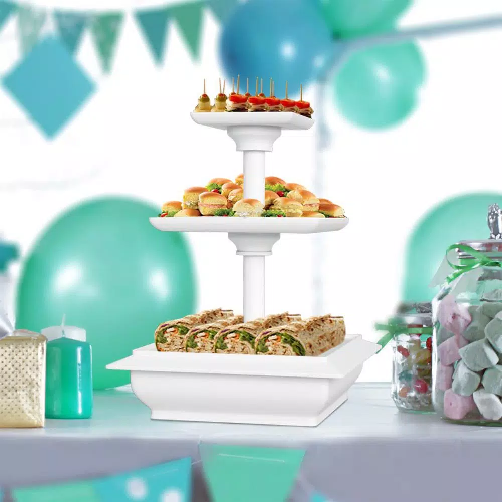 Chef Buddy 3-Tier Collapsible Dessert Stand with Self Storing Base