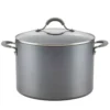 Circulon Elementum 10 qt. Hard-Anodized Aluminum Nonstick Stock Pot in Oyster Gray with Glass Lid