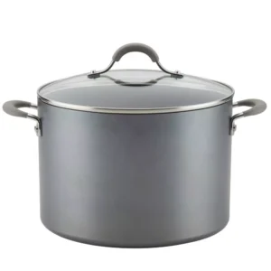 Circulon Elementum 10 qt. Hard-Anodized Aluminum Nonstick Stock Pot in Oyster Gray with Glass Lid