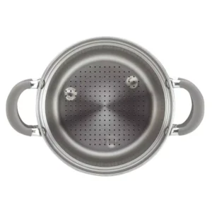 Circulon Elementum 5 Qt. Oyster Gray Hard-Anodized Nonstick Covered Multipot with Steamer Insert