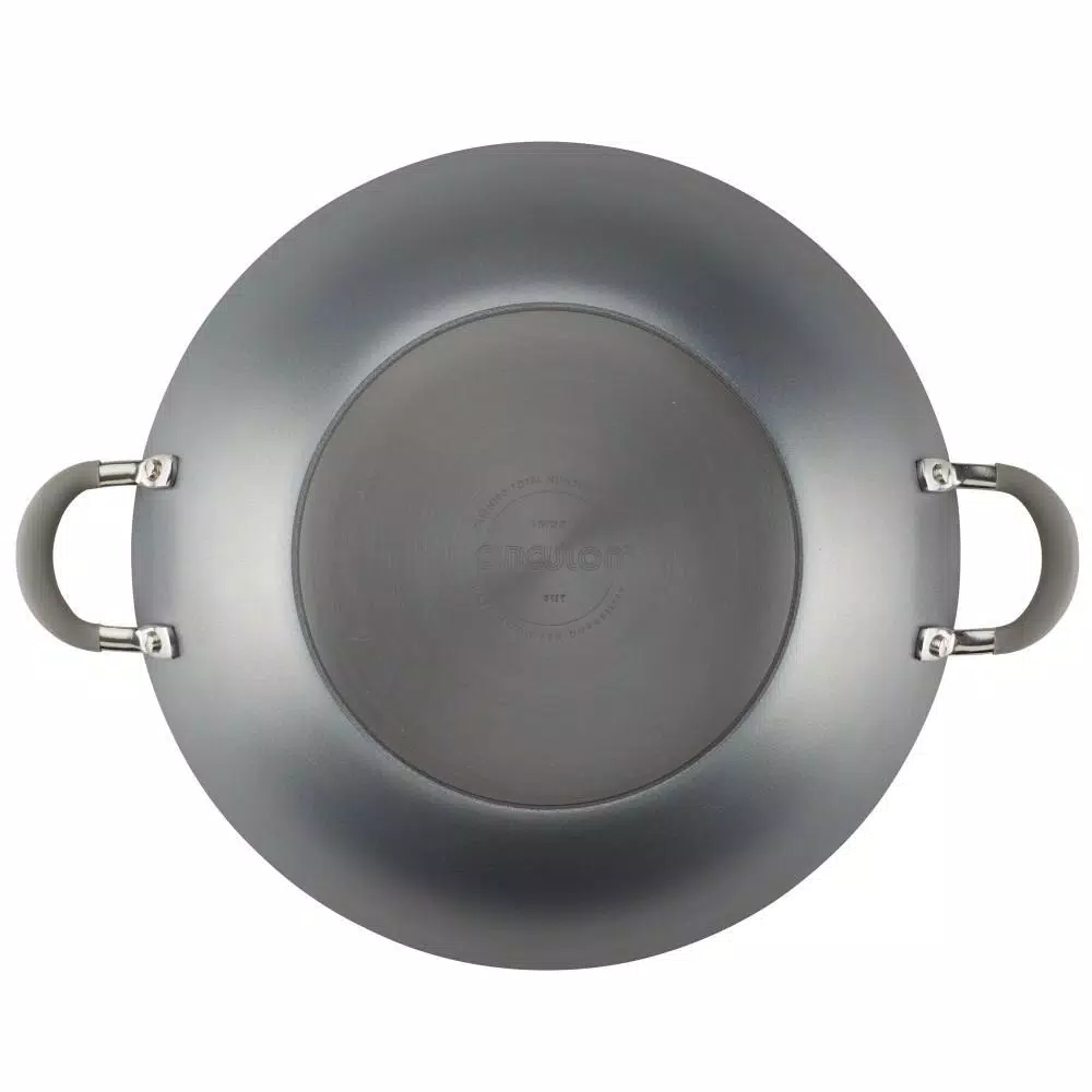 Circulon Elementum Hard-Anodized Nonstick Covered Wok with Side Handles, 14-Inch, Oyster Gray