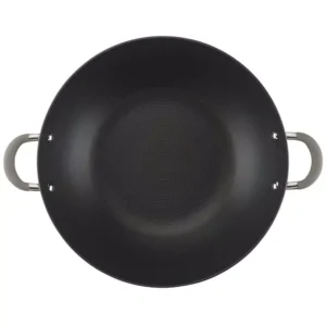 Circulon Elementum Hard-Anodized Nonstick Covered Wok with Side Handles, 14-Inch, Oyster Gray