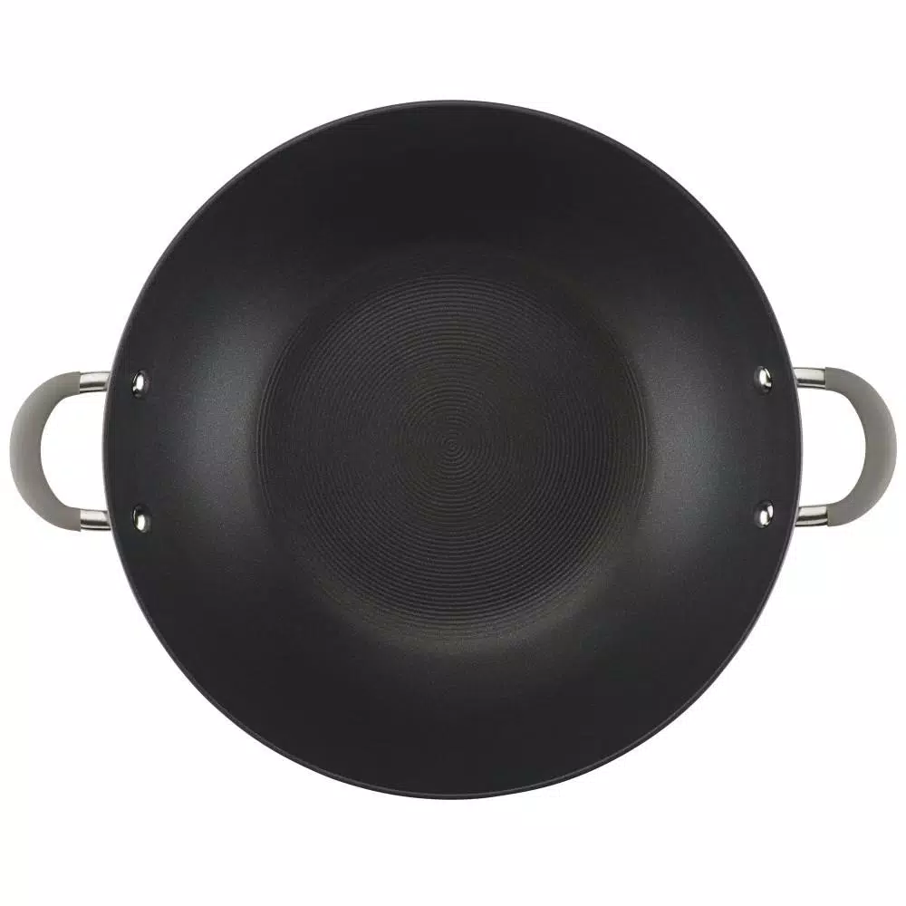 Circulon Elementum Hard-Anodized Nonstick Covered Wok with Side Handles, 14-Inch, Oyster Gray