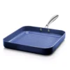 GRANITESTONE Classic Blue 10.5 in. Aluminum Ultra-Durable Non-Stick Diamond Infused Grill Pan