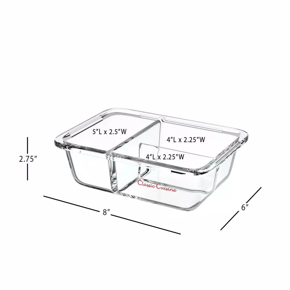 Classic Cuisine 8-Piece Glass Food Storage Containers with Snap Shut Lids