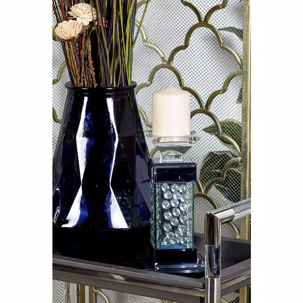 LITTON LANE Glass-Encased Crystal Bubble Candle Holder