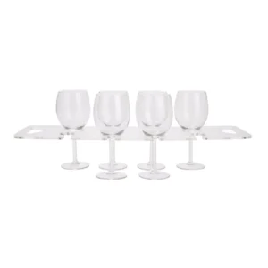 Mind Reader 19 in. W x 7 in. H x 0.5 in. D Acrylic Clear Barware 8-Wine Glass Holder with Built-In Handles