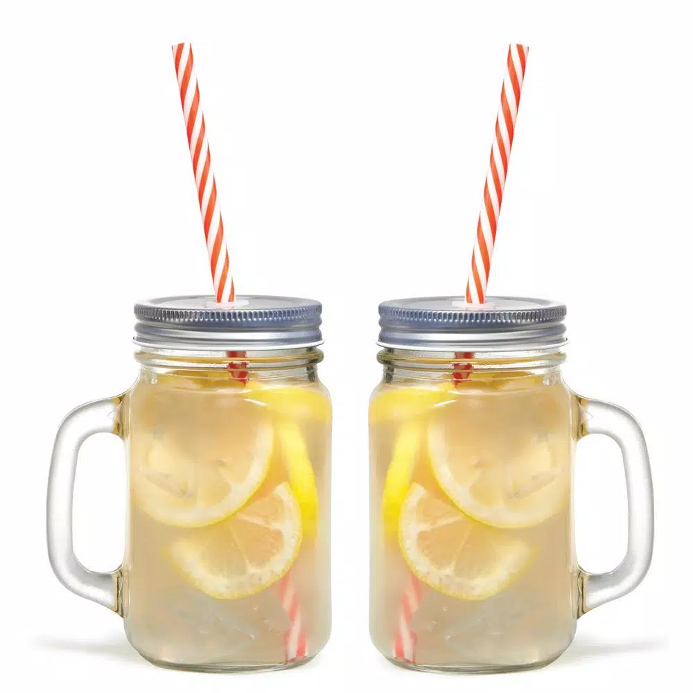 Starfrit 12-Piece Glass Mason Jar Set with Eco-Friendly Reusable Straws