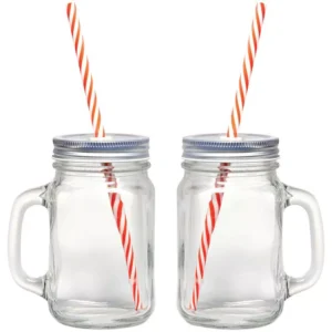 Starfrit 12-Piece Glass Mason Jar Set with Eco-Friendly Reusable Straws
