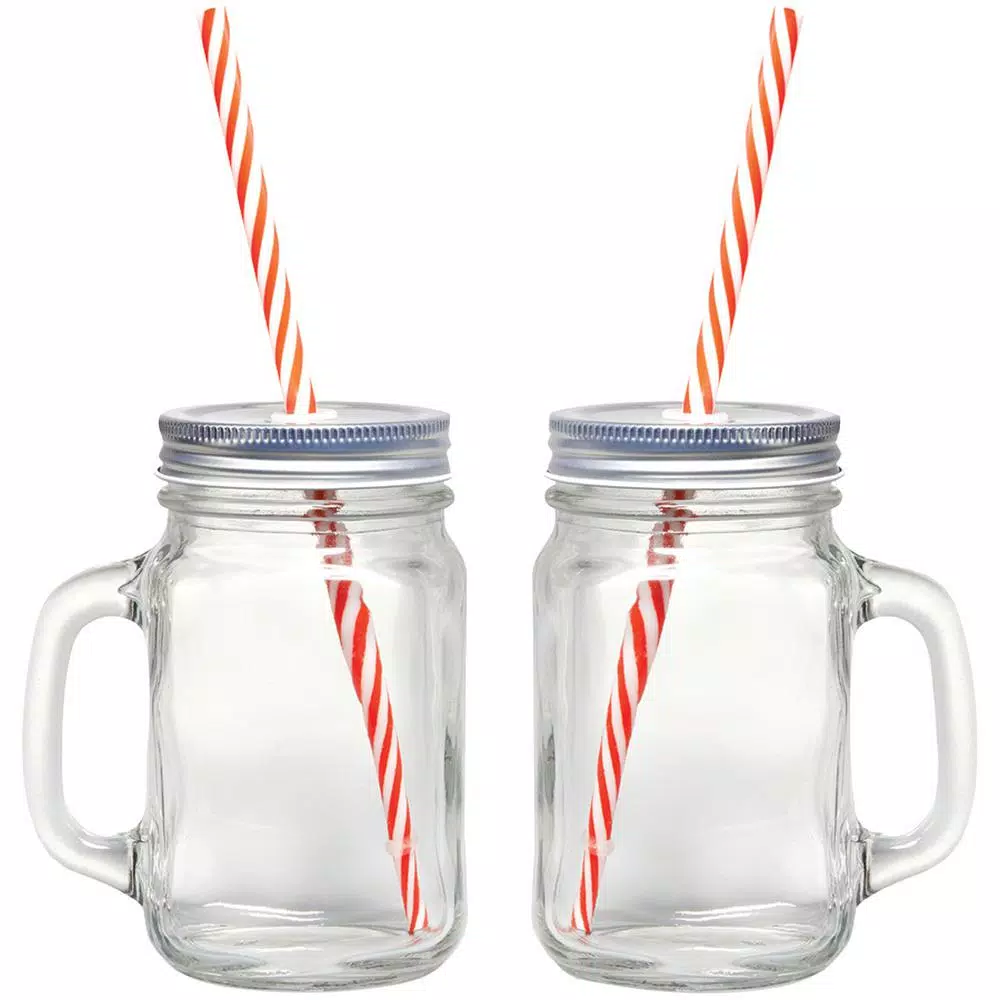 Starfrit 12-Piece Glass Mason Jar Set with Eco-Friendly Reusable Straws