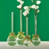 Two's Company 4-Sizes Sleek and Chic with Sage Green Ribbon Includes Clear Bubble Vases ( Set of 4)