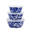 Golden Rabbit Cobalt Swirl 3-Piece Enamelware Bowl Set with Lid