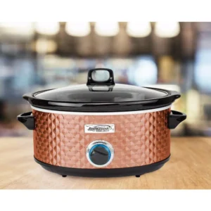 Brentwood Appliances Diamond 7 Qt. Copper Slow Cooker with Tempered Glass Lid