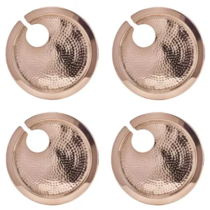 Old Dutch .75 in. x 9.75 in. x 9.75 in. Hammered Copper Buffet Plates with Wine Glass Holder (Set of 4)