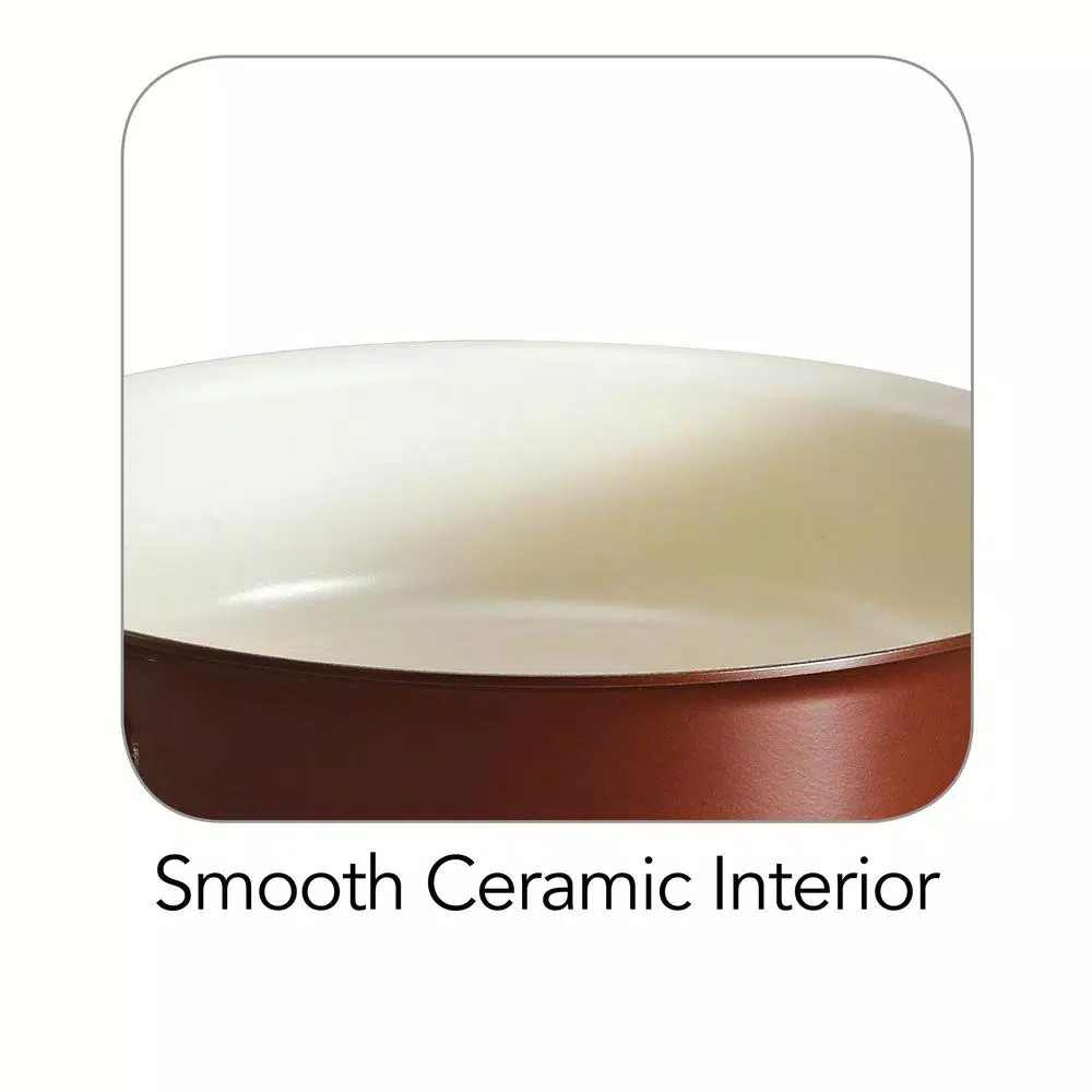 Tramontina Style Ceramica 11 in. Aluminum Ceramic Nonstick Skillet in Copper with Glass Lid