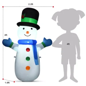 Costway 4 ft. Pre-lit LED Lights Christmas Snowman Christmas Inflatable with Strong Weather Resistance