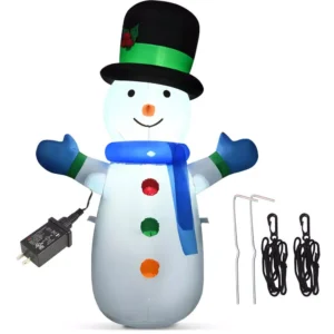 Costway 4 ft. Pre-lit LED Lights Christmas Snowman Christmas Inflatable with Strong Weather Resistance