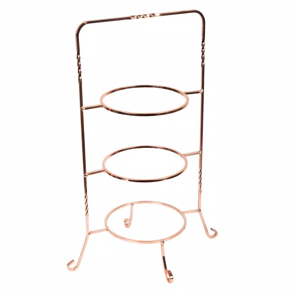 Creative Home 3-Tier Copper Plated Dessert Plate Rack, Cake Serving Tray, Fruit Presentation, Party Food Server Display