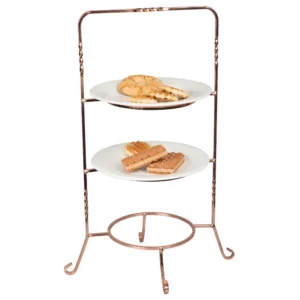 Creative Home 3-Tier Copper Plated Dessert Plate Rack, Cake Serving Tray, Fruit Presentation, Party Food Server Display