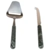 Creative Home Stainless Steel Cheese Cutter Slicer and Cheese Knife with Natural Green Marble Handle (Set of 2)