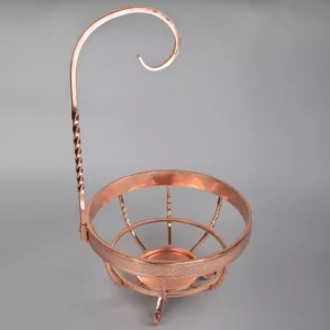 Creative Home Deluxe Copper Plated Wrought Iron Fruit Basket Banana Grapes Hanger and Fruit Bowl