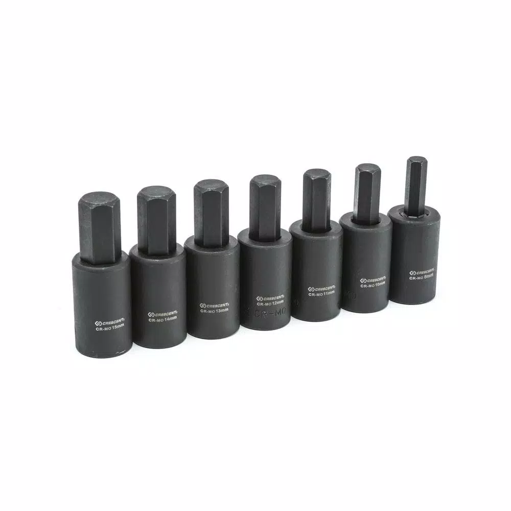 Crescent 1/2 in. Drive Hex Bit Impact Metric Socket Set (7-Pieces)