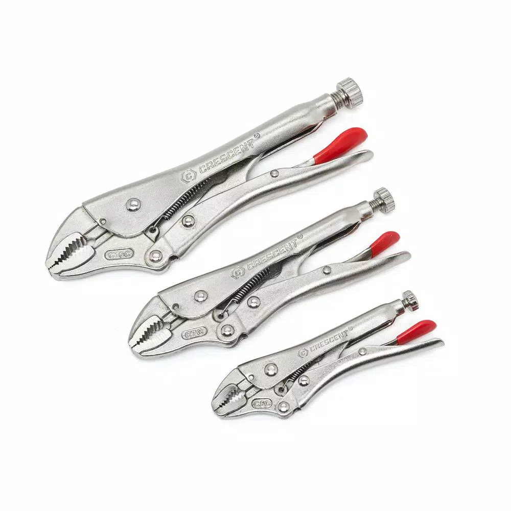 Crescent Curved Jaw Locking Pliers Set (3-Piece Per Pack)