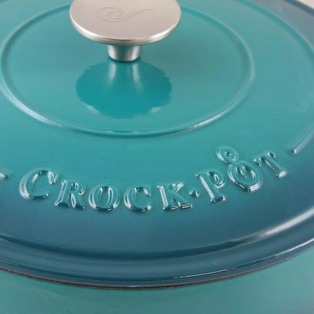 Crock-Pot Artisan 3.5 qt. Cast Iron Nonstick Saute Pan in Teal Ombre with Lid
