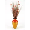 D&W Silks Indoor Brown Ting with Burgundy Blossoms in Burnt Copper Spun Bamboo Vase