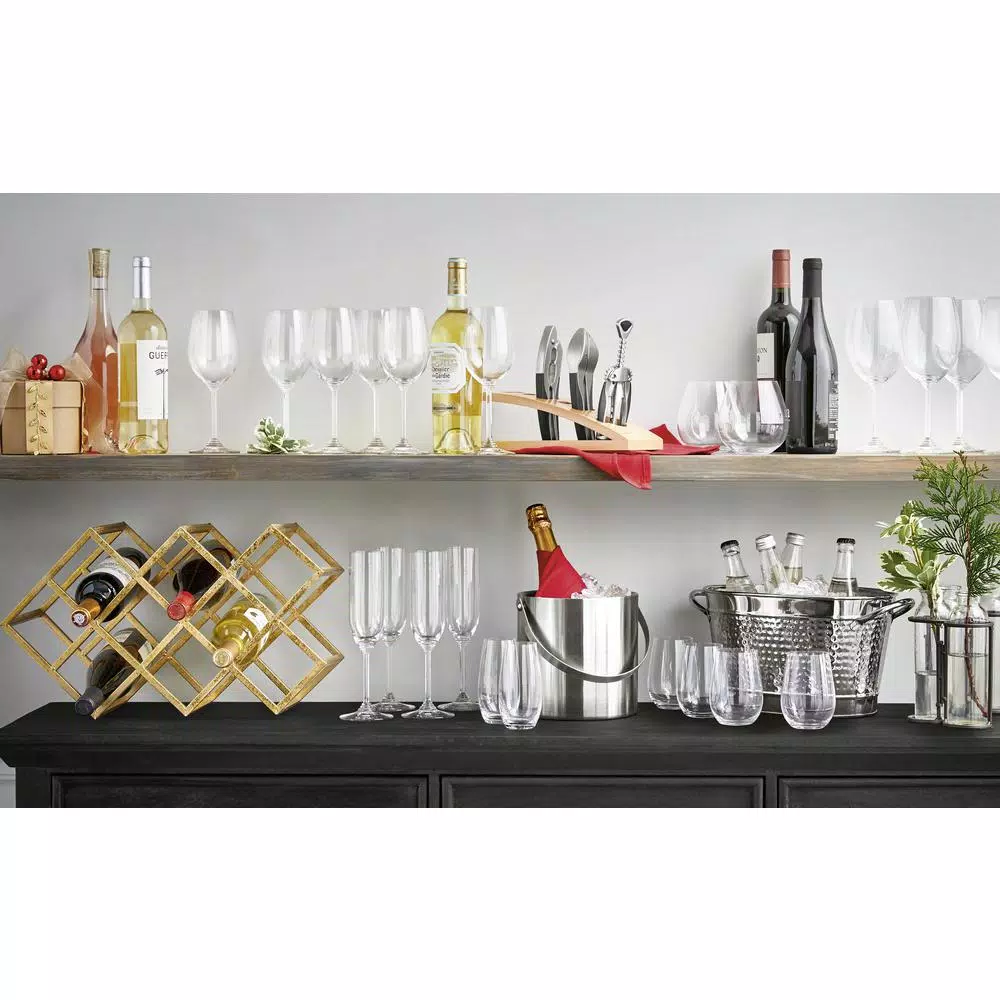 DANYA B Sparkling Gold Iron 9-Bottle Wine Rack