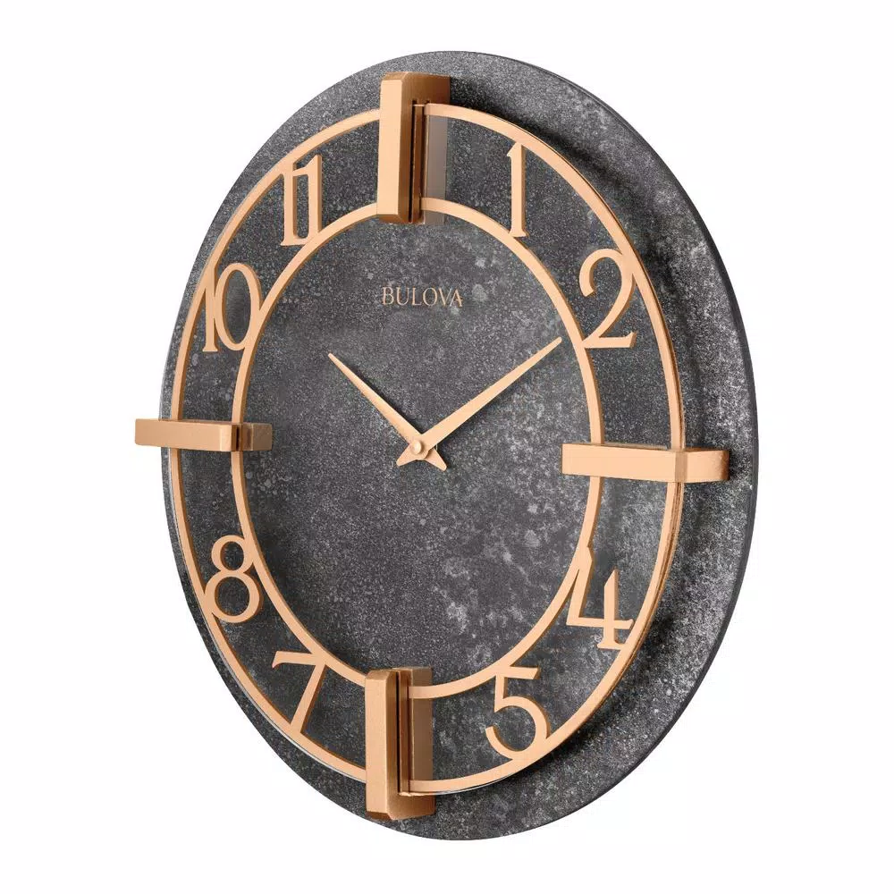 Bulova Retro Classic Granite Tone 16 in. Round Wall Clock