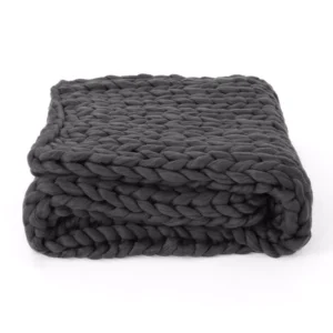 Noble House Marnie Dark Grey Acrylic Throw Blanket