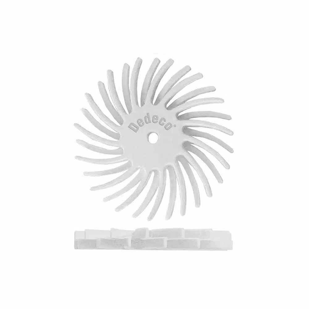 Dedeco Sunburst 7/8 in. x 1/16 in. 120-Grit Medium Dual Radial Discs Arbor Rotary Cleaning and Polishing Tool (12-Pack)