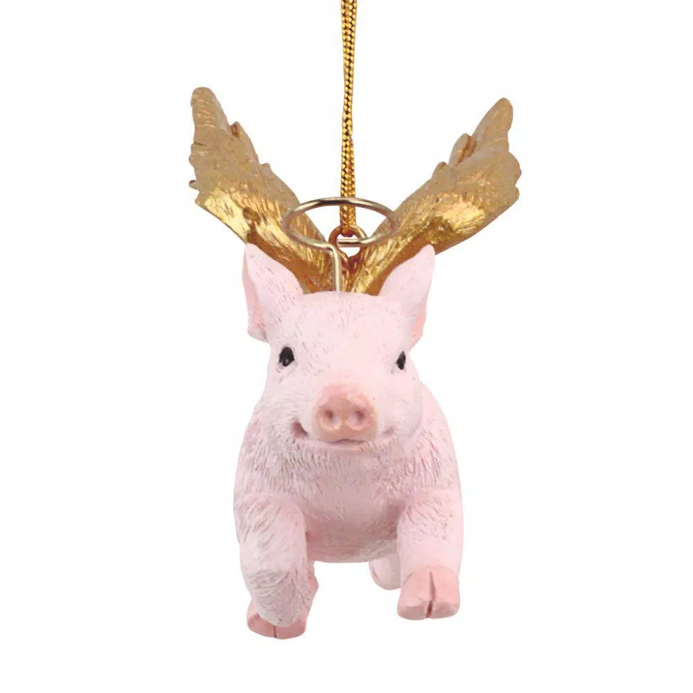 Design Toscano 3 in. Hog Heaven Flying Pig Angel Holiday Ornament