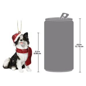 Design Toscano 3.5 in. Border Collie Holiday Dog Ornament Sculpture