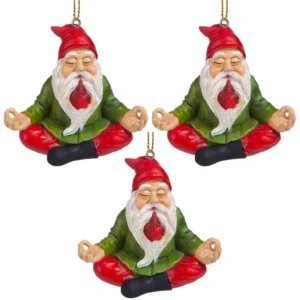 Design Toscano 2.5 in. Zen Gnome Holiday Ornament (3-Piece)