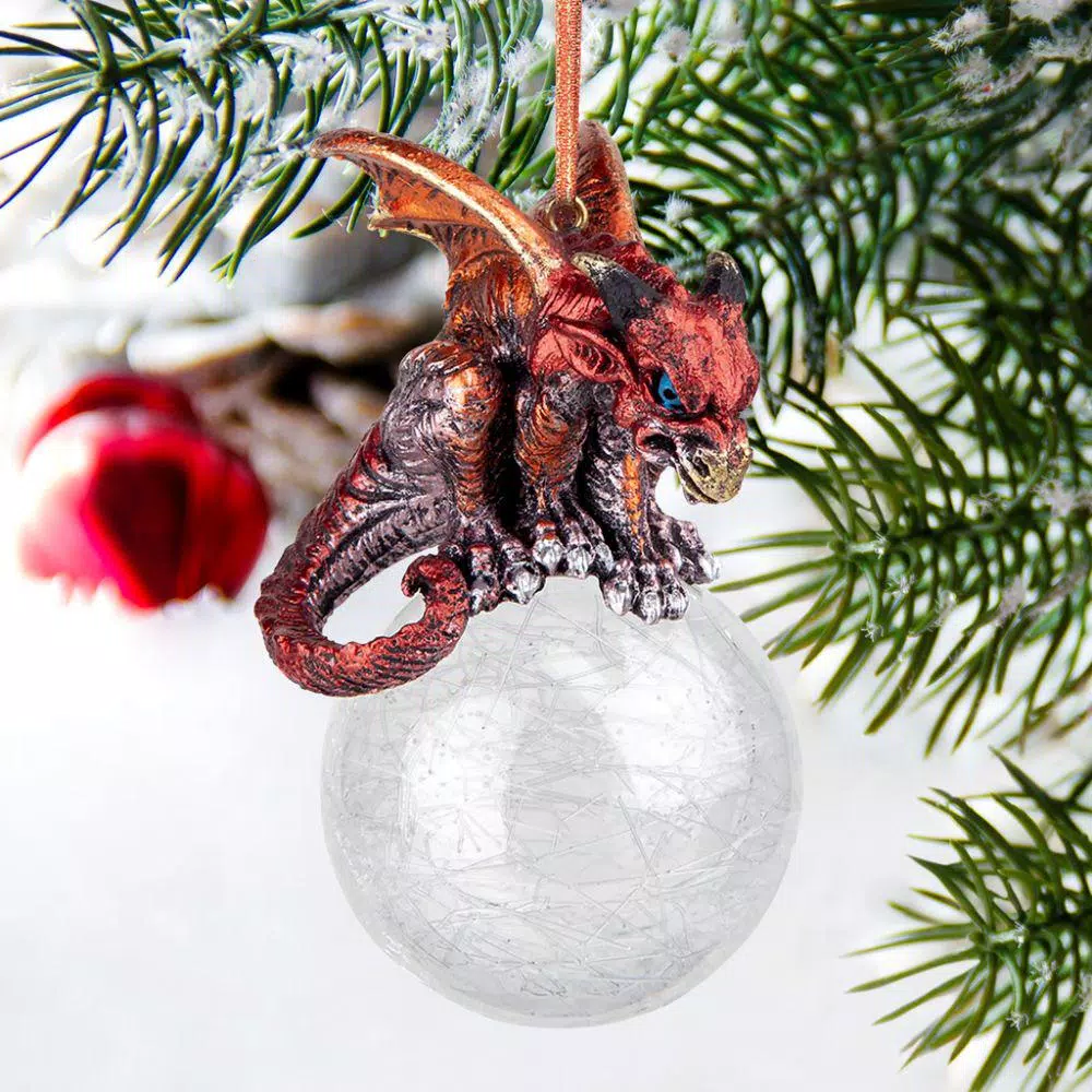 Design Toscano 3.5 in. The Pensive Percher Dragon 2018 Collectible Holiday Ornament