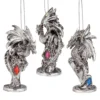 Design Toscano 4 in. Three Dragons of the Amesbury Holiday Gemstone Ornament Set (3-Piece)