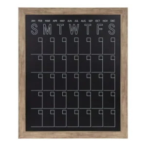 DesignOvation Beatrice Rustic Brown Chalkboard Monthly Calendar Memo Board