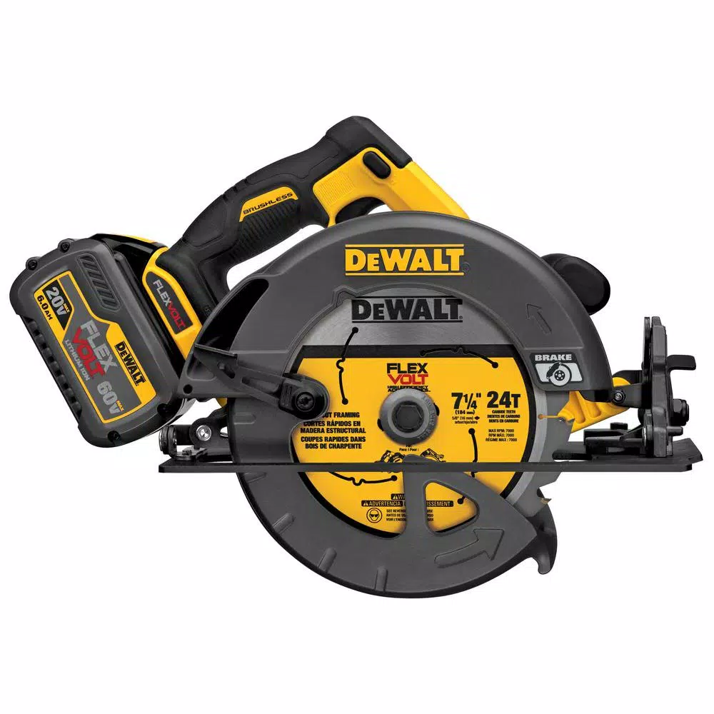 DEWALT FLEXVOLT 60-Volt MAX Cordless Brushless 7-1/4 in. Circular Saw, (1) FLEXVOLT 6.0Ah Battery, Recip Saw & Circ Blade Set