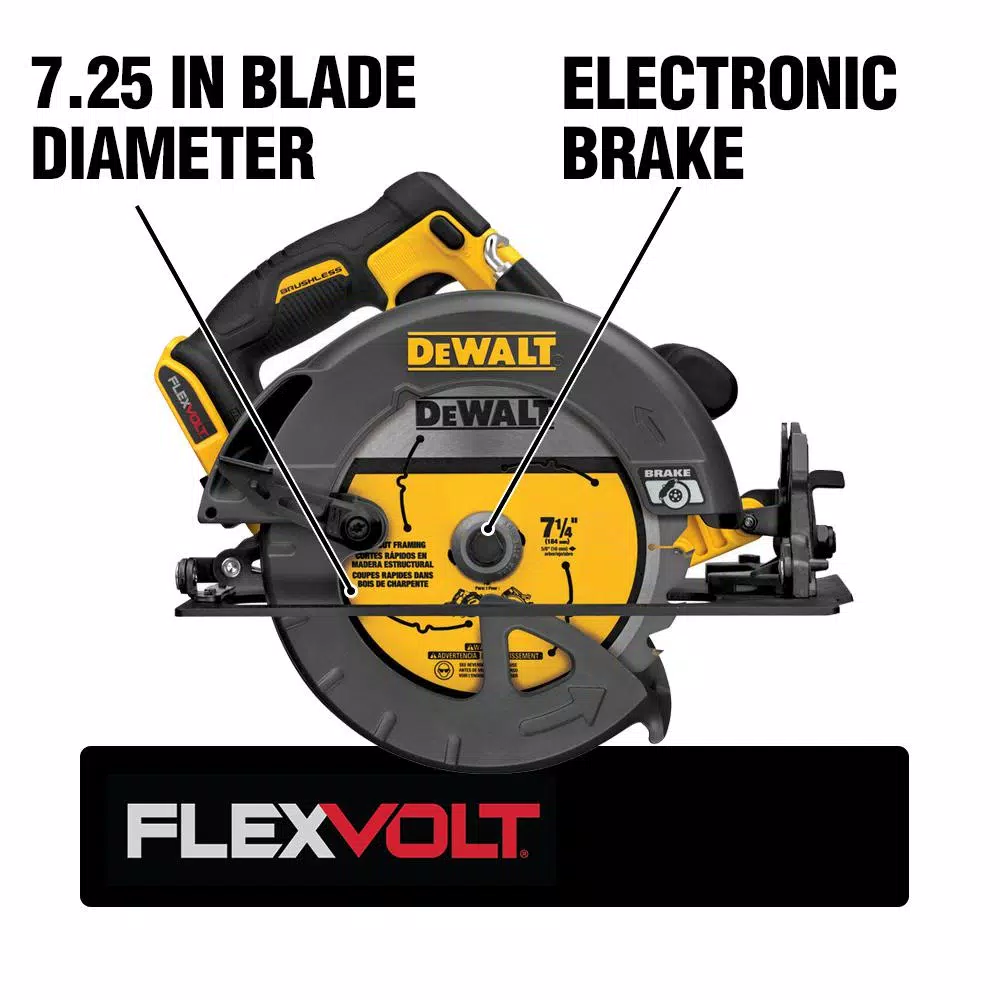 DEWALT FLEXVOLT 60-Volt MAX Cordless Brushless 7-1/4 in. Circular Saw, (1) FLEXVOLT 6.0Ah Battery, Recip Saw & Circ Blade Set