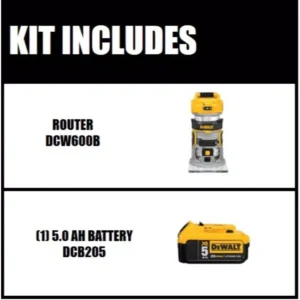 DEWALT 20-Volt MAX XR Cordless Brushless Compact Router with (1) 20-Volt Battery 5.0Ah