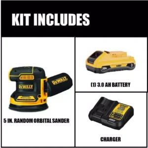 DEWALT 20-Volt MAX XR Cordless Brushless 5 in. Random Orbital Sander with (1) 20-Volt Battery 3.0Ah & Charger