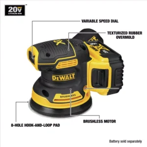 DEWALT 20-Volt MAX XR Cordless Brushless 5 in. Random Orbital Sander with (1) 20-Volt Battery 2.0Ah & Charger