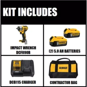 DEWALT 20-Volt MAX XR Cordless Brushless 3/8 in. Compact Impact Wrench with (2) 20-Volt 5.0Ah Batteries & Charger