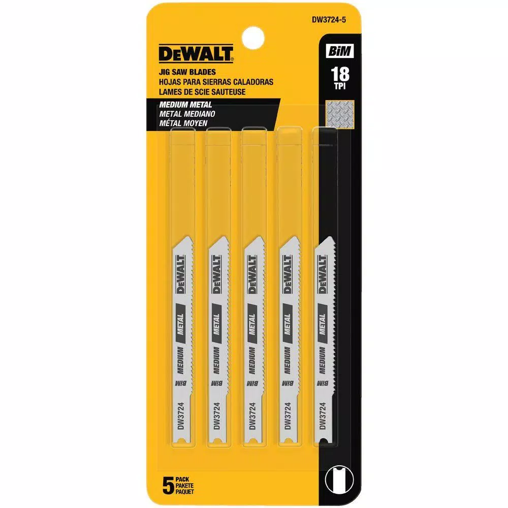 DEWALT 3 in. 18 TPI Medium Metal Cutting Jig Saw Blade Bi-Metal U-Shank (5-Pack)
