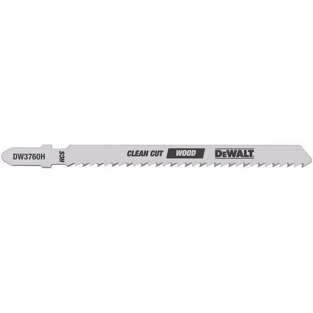 DEWALT 4 in. 10 TPI Fine Finish Wood Cutting Jig Saw Blade HCS T-Shank (5-Pack)