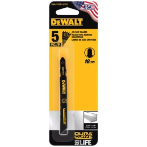 DEWALT 3-5/8 in. 18 TPI T-Shank Medium Metal Cutting Jig Saw Blade (5-Pack)