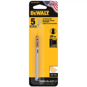 DEWALT 3-1/2 in. 20 TPI T-Shank Wood Scroll Cutting Jig Saw Blade (5-Pack)